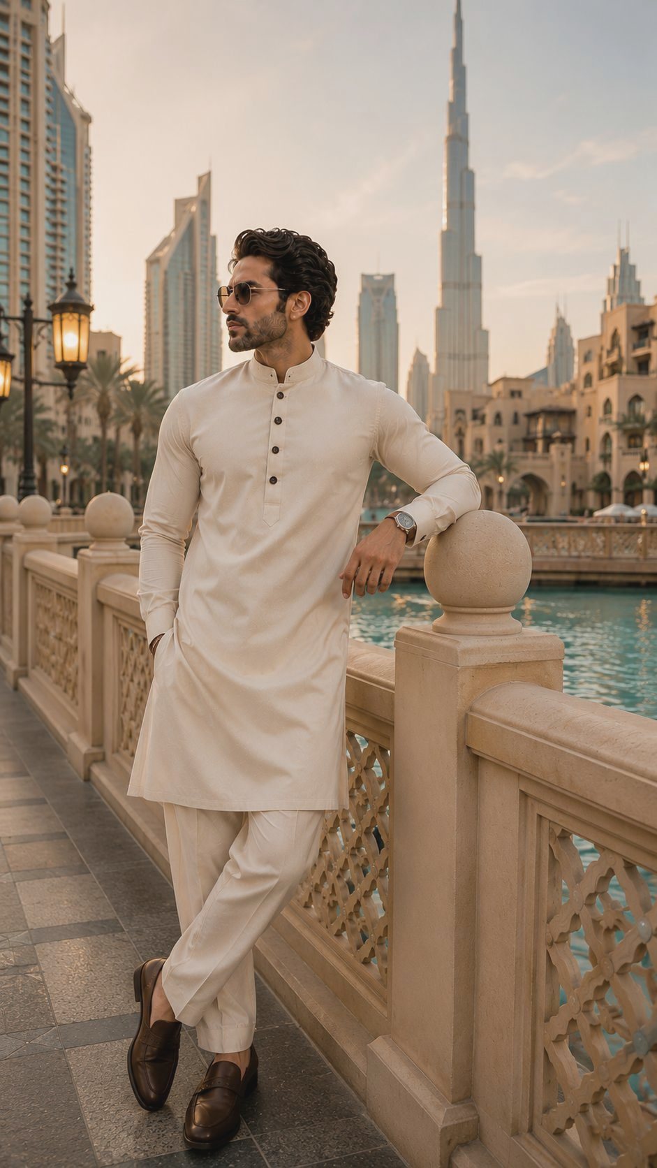 Signature ivory kurta — breathable drape in warm light